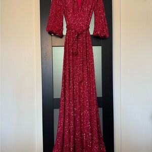 Jovani Raspberry Sequin Dress